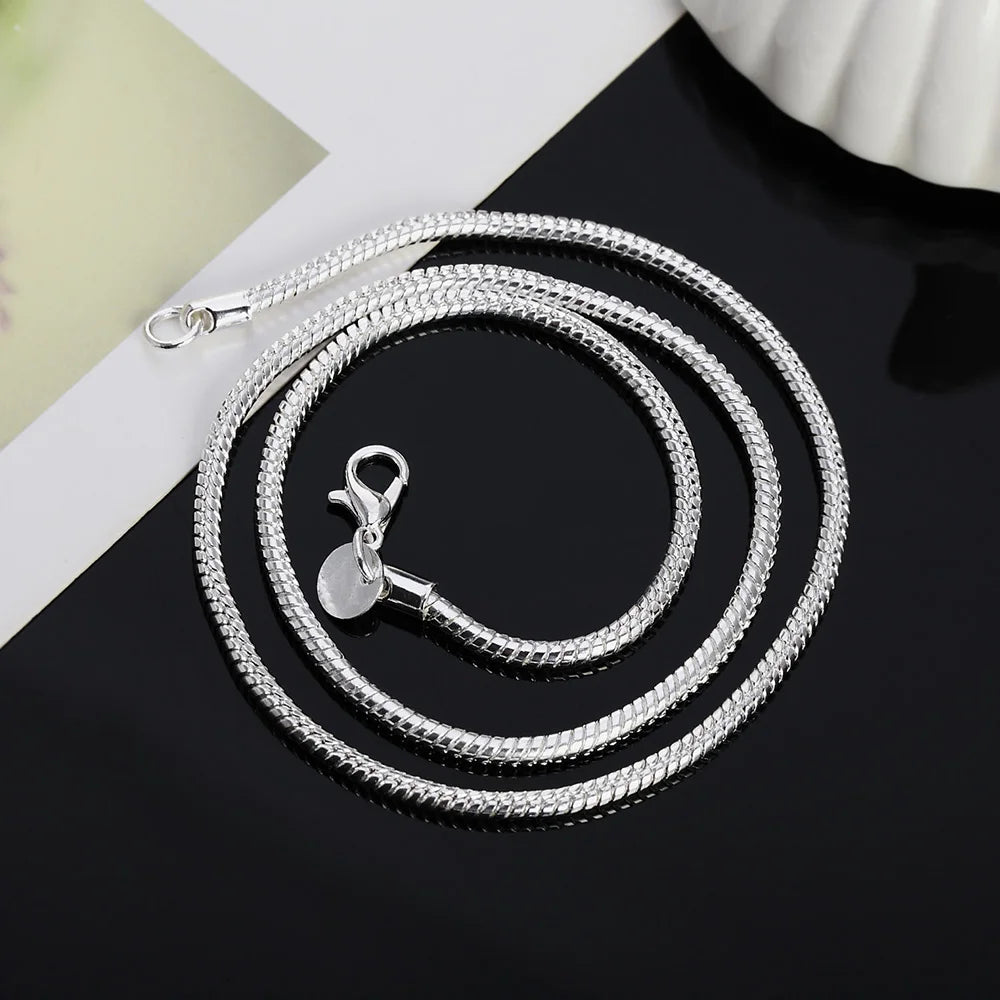 Sterling Silver Snake Chain Necklace 40cm to 75cm Available in 1MM 2MM 3MM Perfect for Pendants 3MM