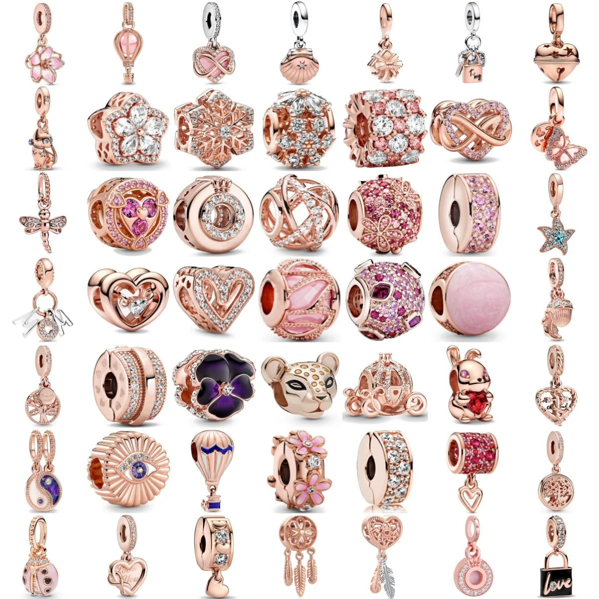 Rose Gold Butterfly Lock Key Charms Beads for DIY Jewelry Making