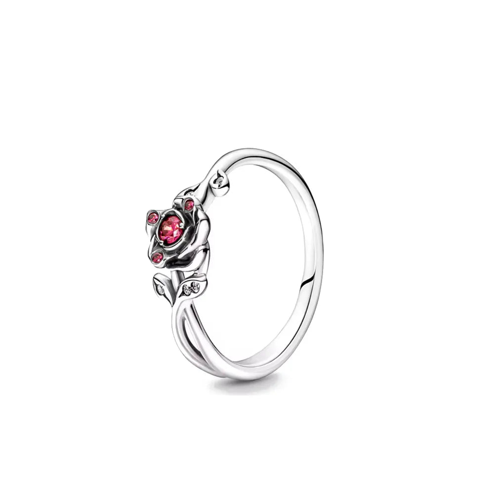 Elegant 2024 925 Silver Heart Charm Rings for Women Classic Zircon Beads Fit Original Bracelets P2281
