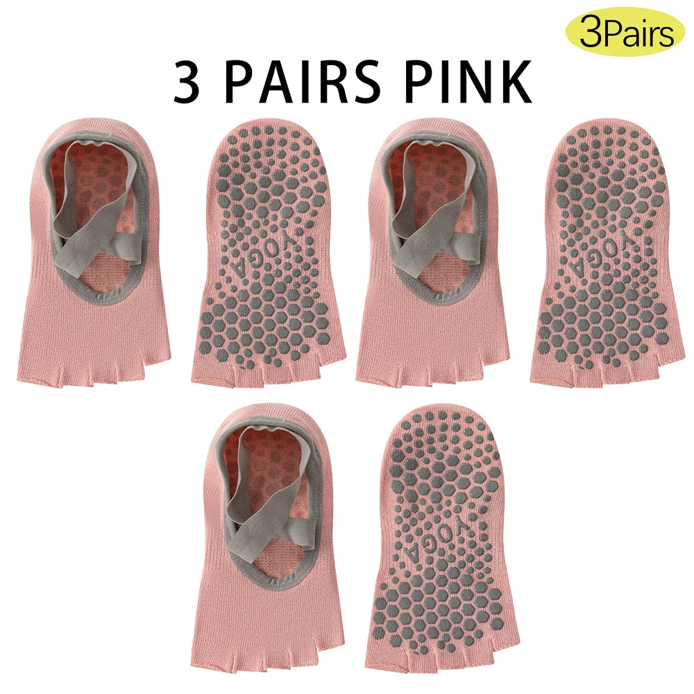Women Open Toe Anti Slip 5 Toe Yoga Socks With Grips