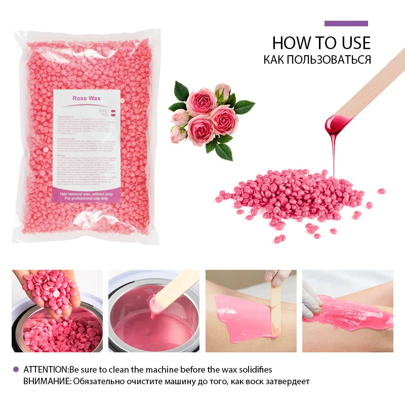 Painless Hard Wax Beans for Bikini and Body Hair Removal with Heating Wax Machine - Fast and Gentle Depilatory Solution