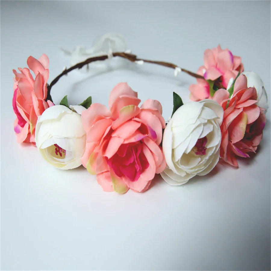 Romantic Rhinestone Floral Wreath Crown for Bridesmaids