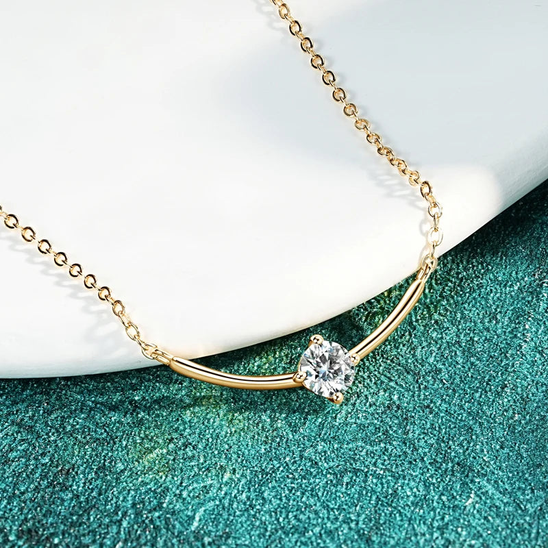 Lnngy Minimalist 925 Sterling Silver Moissanite Choker Necklace for Women