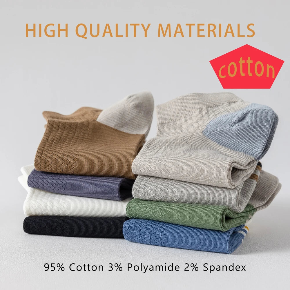 5 Pairs Mens Colorblock Mesh Sports Socks Anti Odor