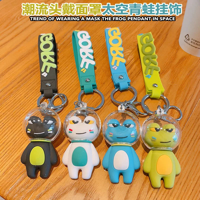 Charming Space Frog Keychain for Women Bag Decoration and Car Accessories