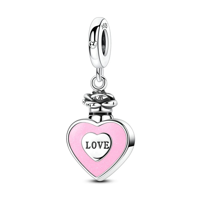 925 Sterling Silver Love Starry Sky Cat Paw Charms Beads