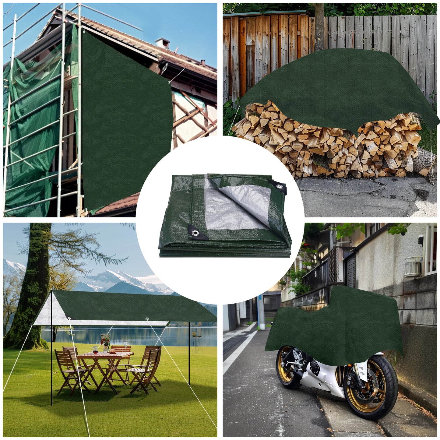 Heavy Duty Waterproof Large Tarpaulin Tarp 5x4m Multipurpose Outdoor Garden Backyard Canopy Rain Cover