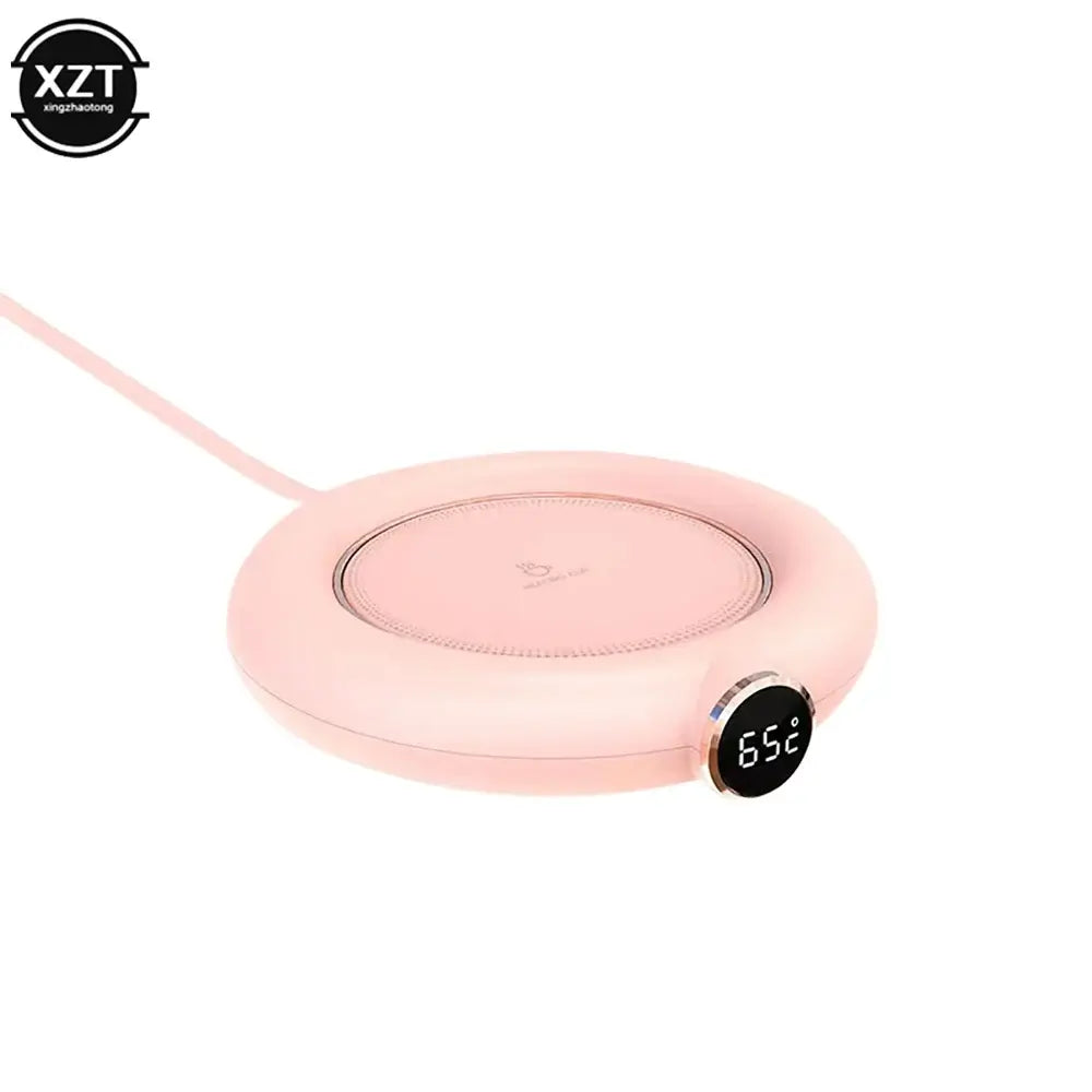 USB Coffee Cup Warm Heating Pad DC 5V Coaster With Timer WHITE M