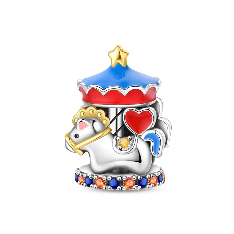 925 Sterling Silver Cat Bear Heart Beads Pendant Charm for Women DIY Bracelet Necklace Gift