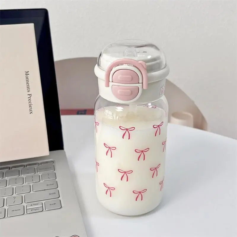 Kawaii Pop Up Straw Water Bottle Leak Proof BPA Free