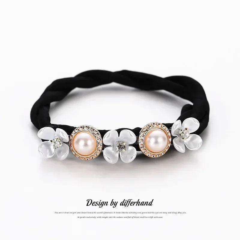 Elegant Pearl Flower Bun Maker Korean Lazy Hair Curlers for Effortless Styling