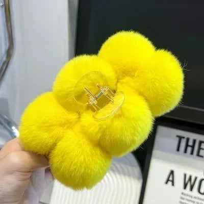Korean Fashion Furry Hair Claw Clips For Women Set