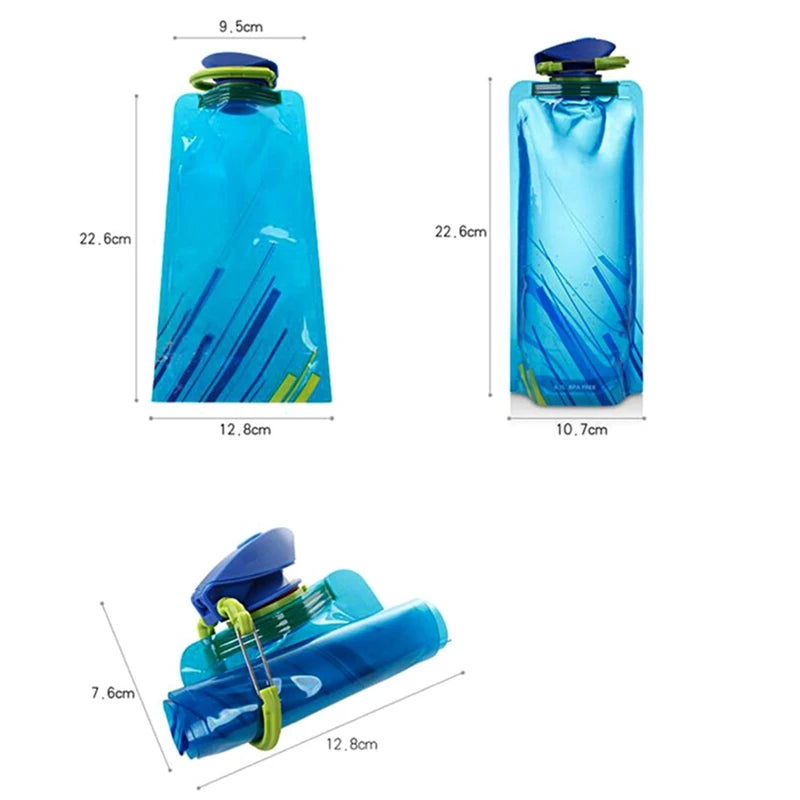 Foldable Reusable Travel Water Bottle With Carabiner