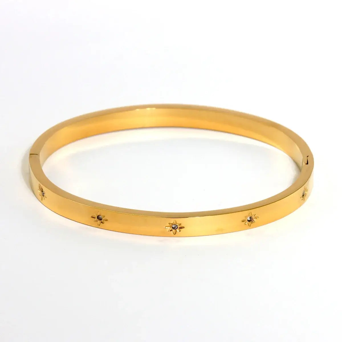 New Waterproof Cubic Zirconia Heart Flower Bangles Jewelry for Women BR8380-Gold CHINA