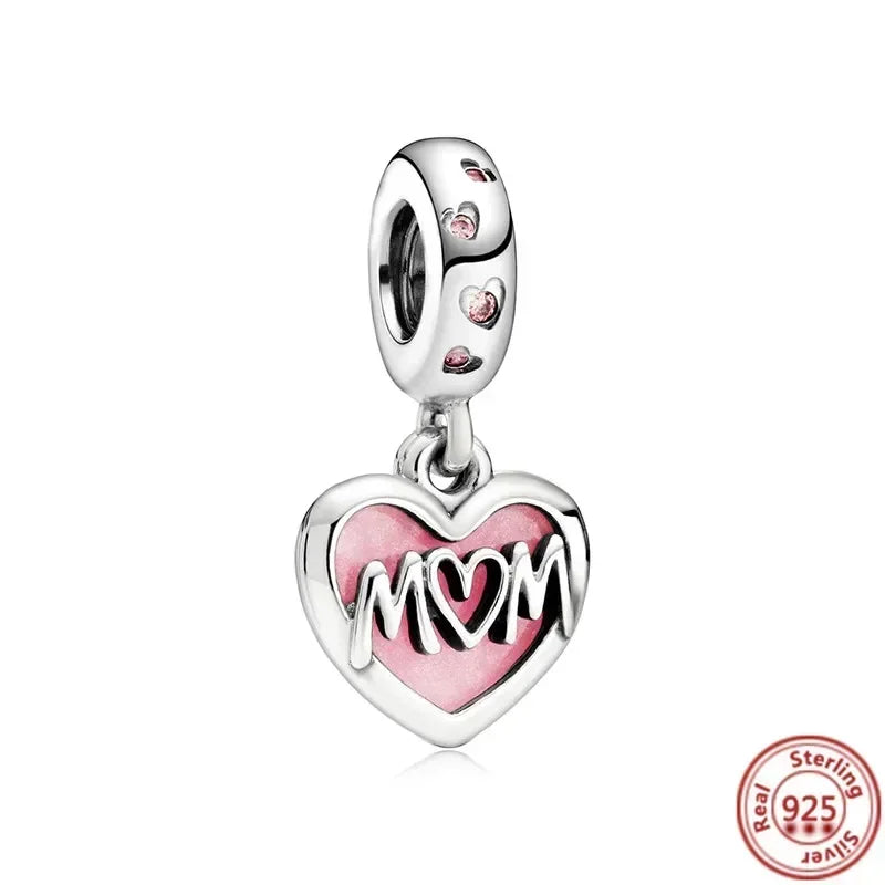 925 Sterling Silver Heart Family Tree Snowflake Animal Charms Beads for DIY Bracelet Women Jewelry Gift