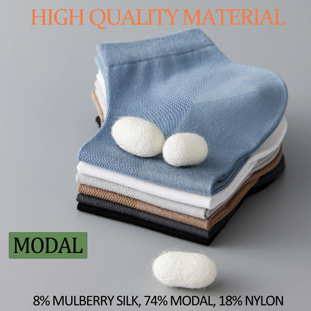 Mens Mulberry Silk Modal Mid Calf Breathable Thin Socks