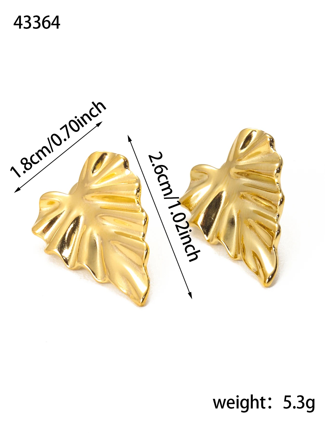 Elegant Pleated Texture Metal Earrings - Minimalist Stainless Steel Studs