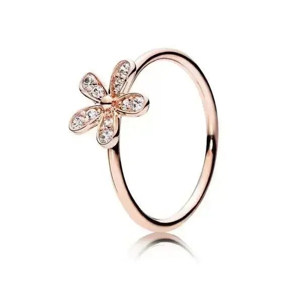 Elegant 925 Sterling Silver Rose Gold Zircon Crown Ring for Women MULTI