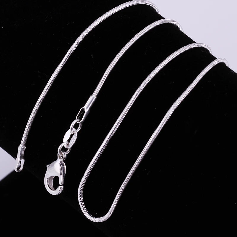 925 Sterling Silver Snake Chain Necklace Set 10PCS 16-30 Inch 1mm Fashion Jewelry for Men and Women