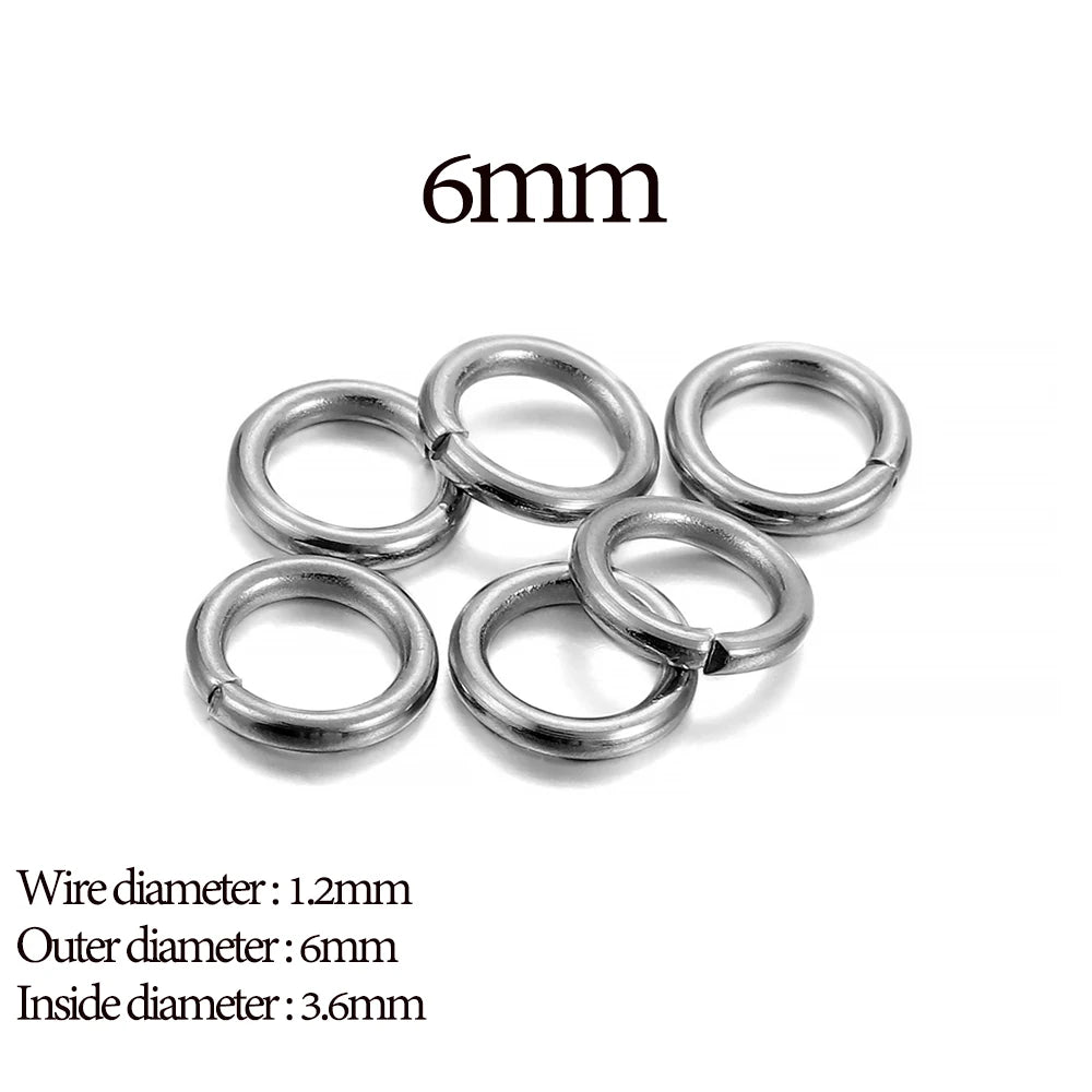 Stainless Steel Jump Rings Open Loops for DIY Jewelry Making 30 to 200 Pieces 1.2 x 6mm 100pcs