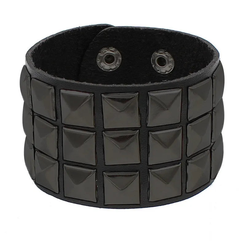 Gothic Punk Cat Heart Leather Bracelet For Women And Men
