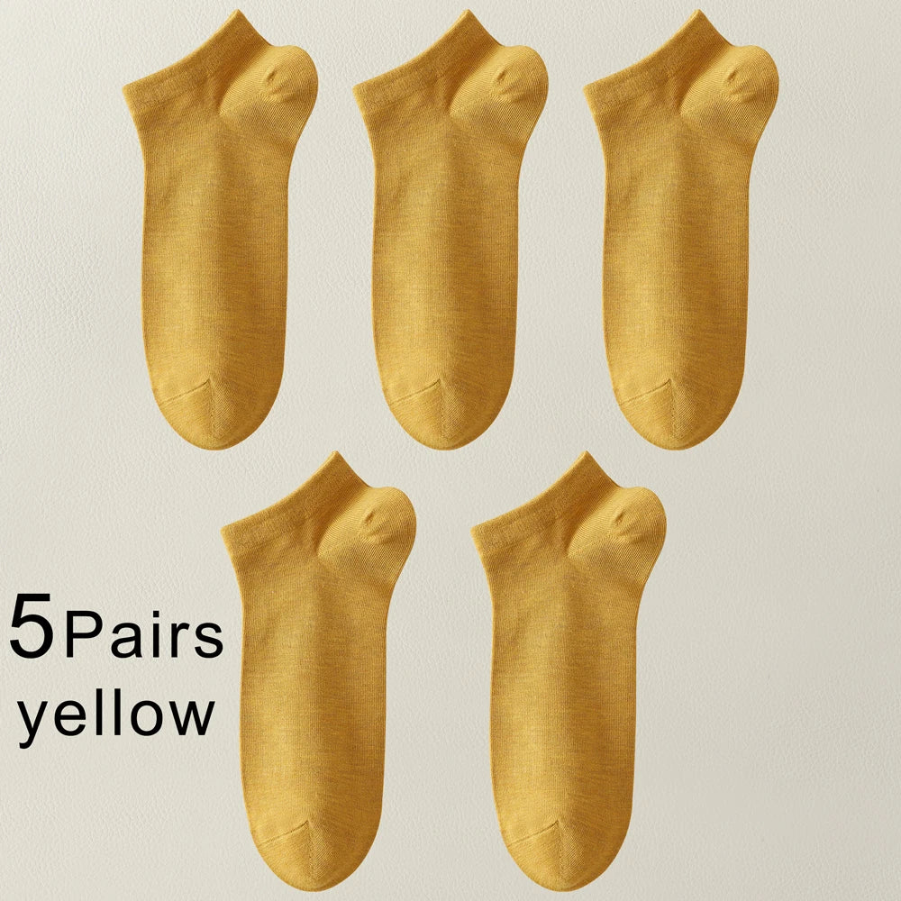 5 Pairs Bamboo Fiber Men No Show Breathable Ankle Socks