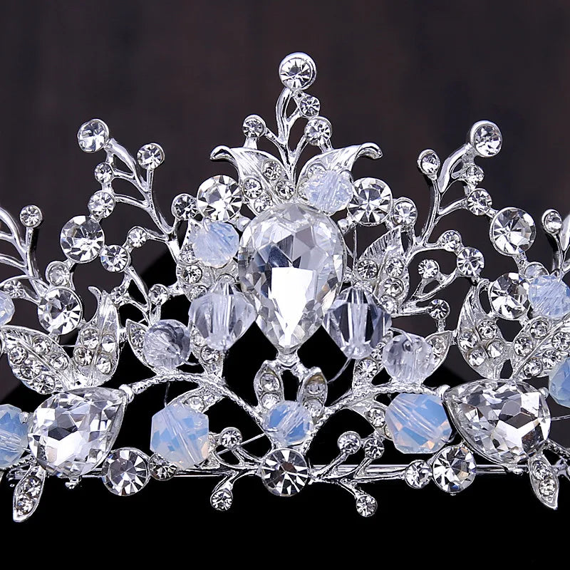 Luxury Bridal Crystal Heart Jewelry Set - Top-Rated Rhinestone Tiara, Choker & Earrings Silver 1