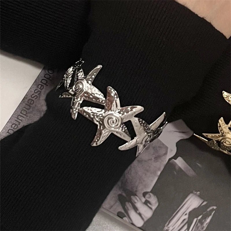 Vintage Metal Starfish Charm Bracelets for Women Beach Party Accessories