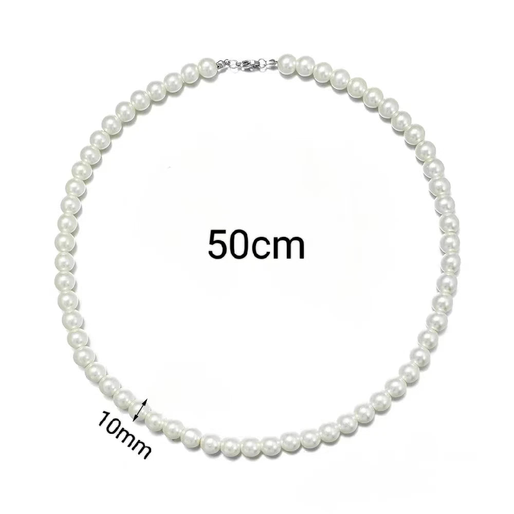 Elegant Unisex Pearl Necklace Handmade Bead Strand for Weddings and Banquets 2024 Trend