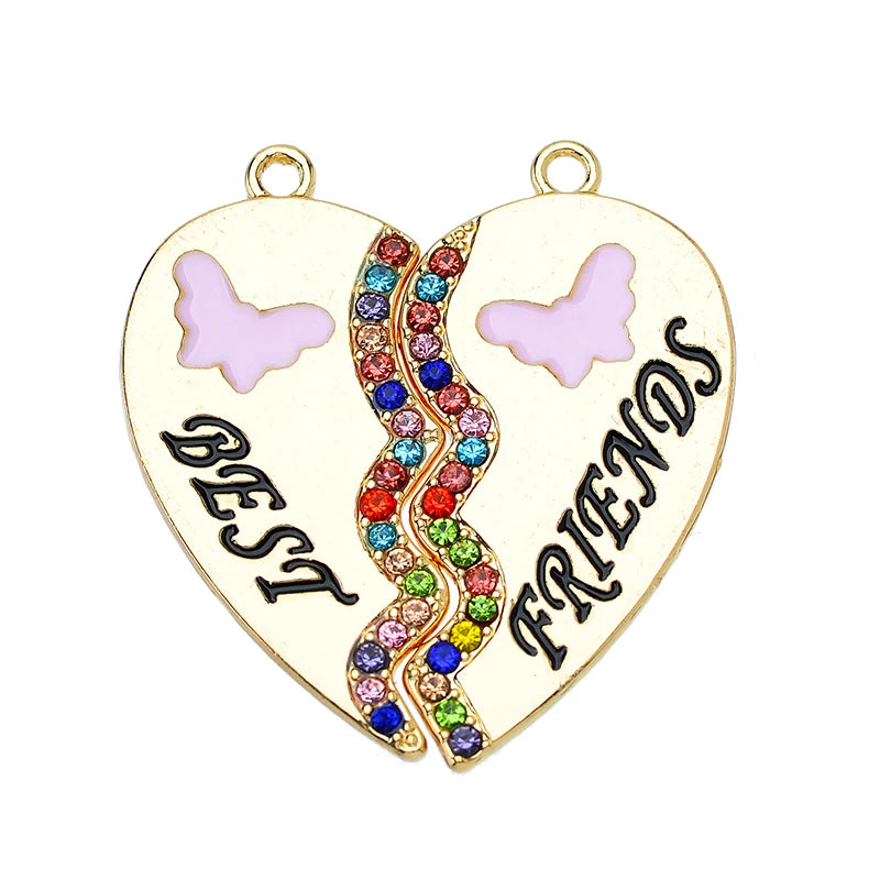 Sweet Heart Rainbow Butterfly Best Friend Charms for DIY Necklace Jewelry Making