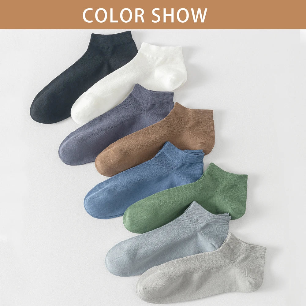 Men Cotton Ankle Socks 3 Pairs Breathable Mesh Lightweight