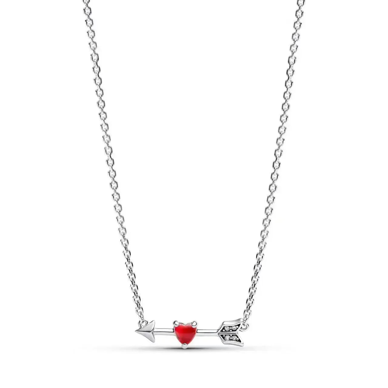 Luxury 925 Sterling Silver Colorful Arrow Heart Bow Tie Feather Pendant Necklace Charming DIY Gift for Women