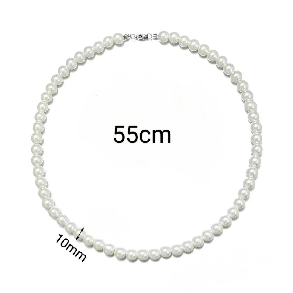 Elegant Unisex Pearl Necklace Handmade Bead Strand for Weddings and Banquets 2024 Trend