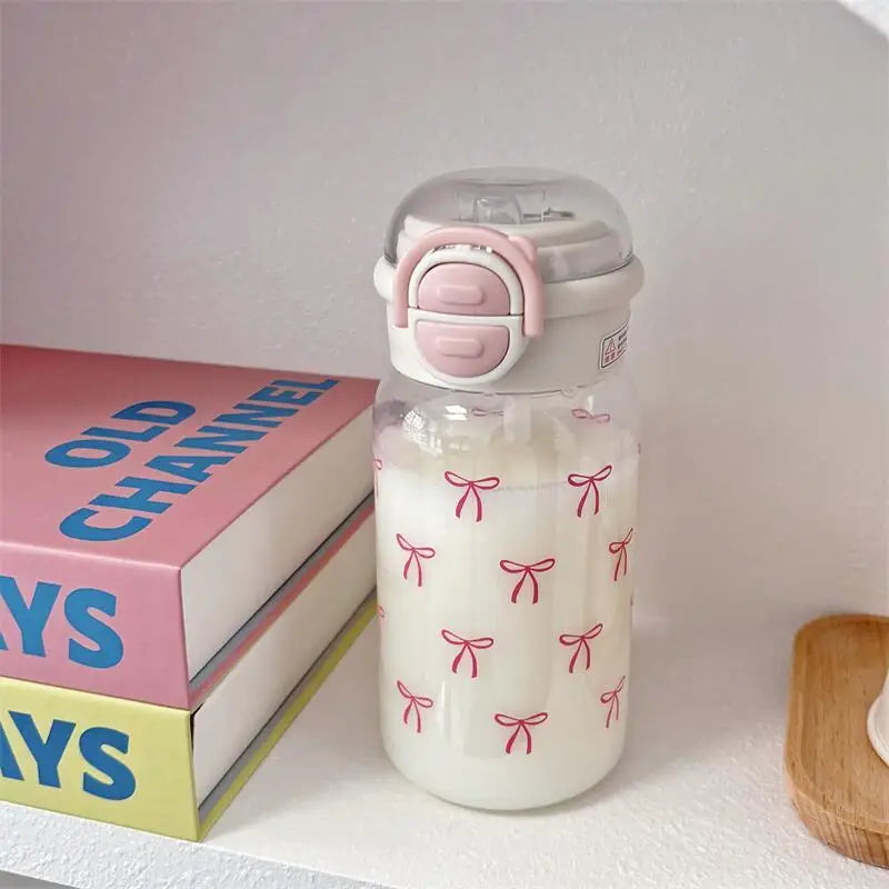 Kawaii Pop Up Straw Water Bottle Leak Proof BPA Free