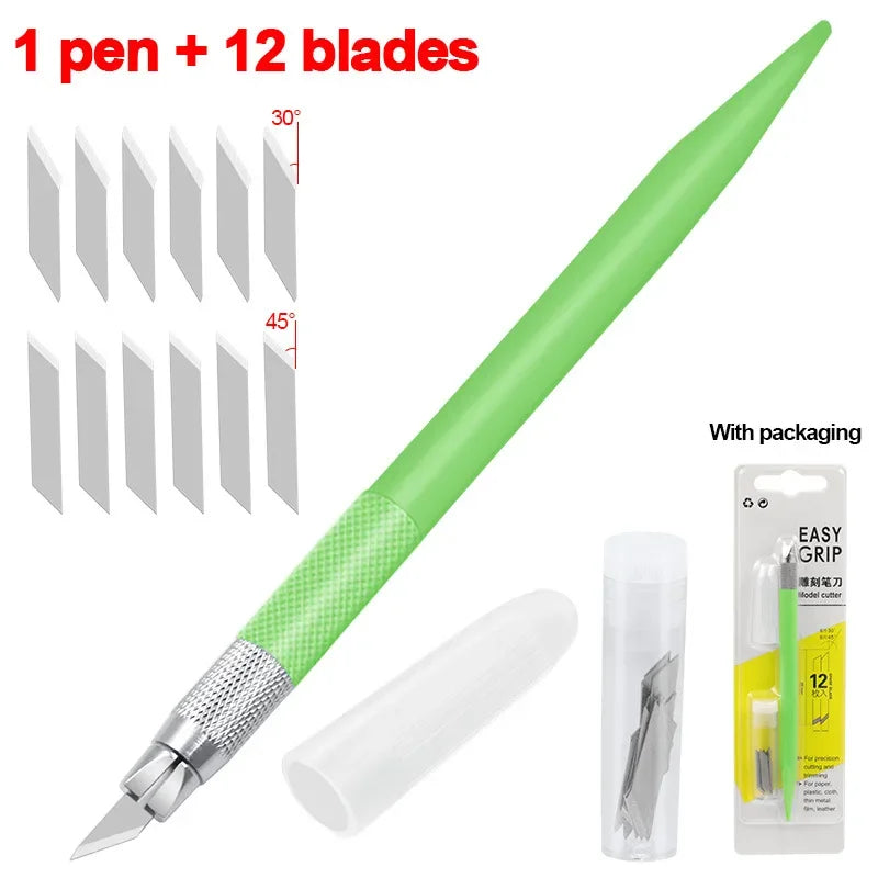 CraftPro 360° Rotating Cutting Pen - Durable Stainless Steel Blades for Effortless DIY Art Projects Light green