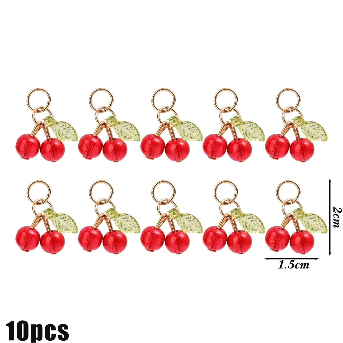 Red Cherry Glass Charm Pendants for Jewelry and DIY Accessories