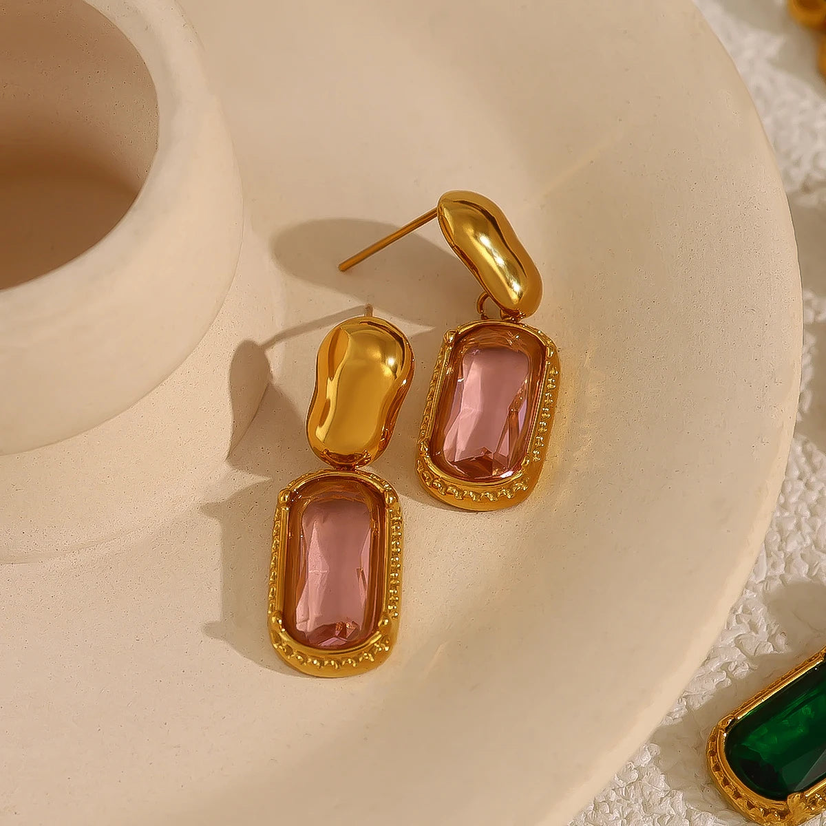 Wild and Free 18K Gold Plated Cubic Zirconia Stainless Steel Drop Earrings for Women