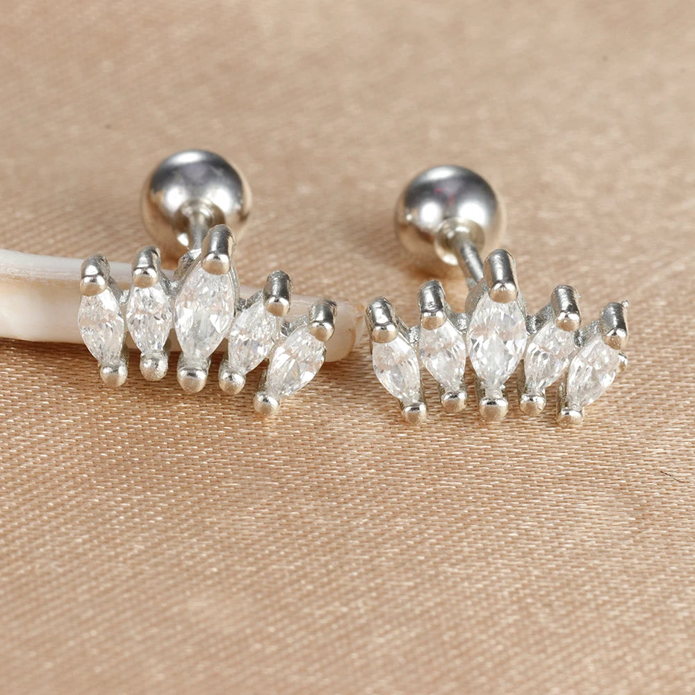 2Pcs Helix Ear Piercing Stud Earrings for Women Zircon Heart Star Moon Tragus Accessories Jewelry Gift