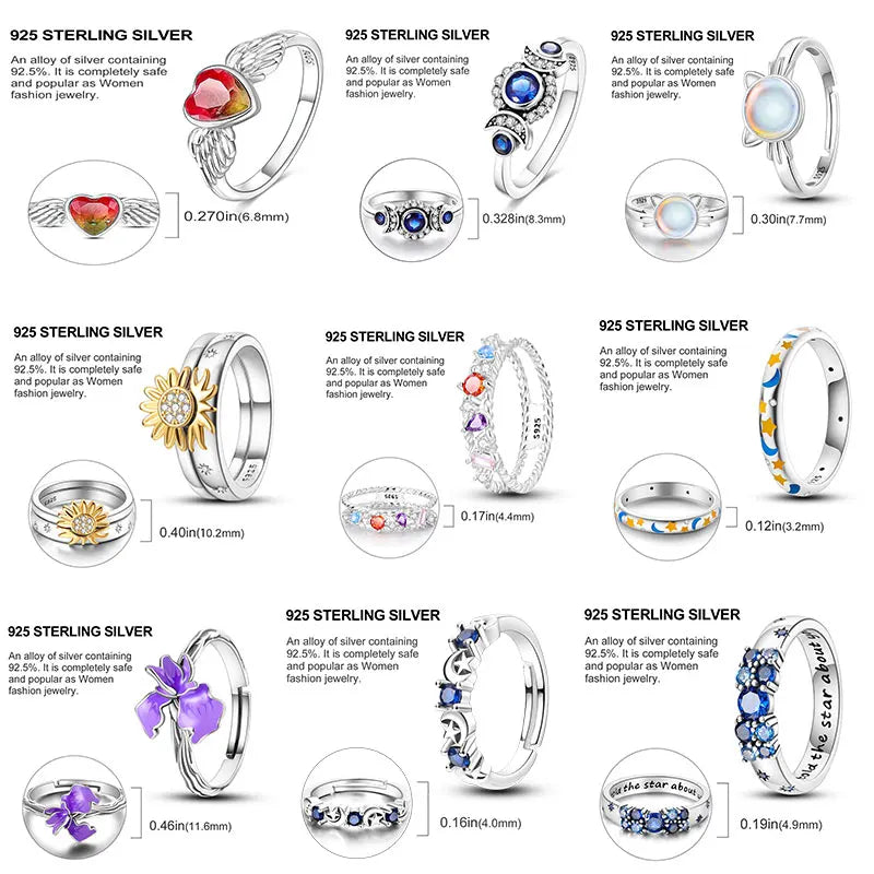 Zircon Diamond 925 Sterling Silver Women's Ring Elegant Fine Jewelry