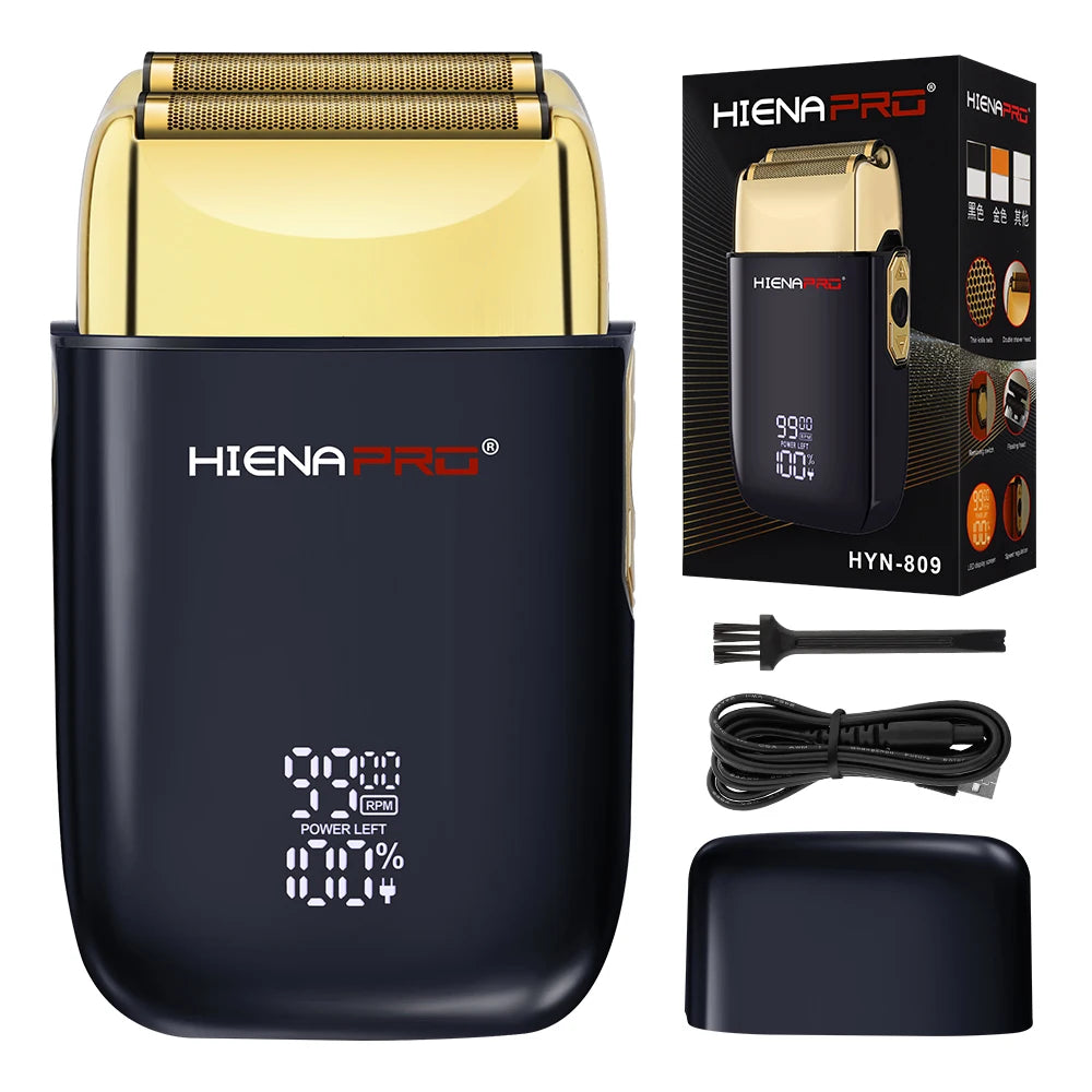 HIENA Pro Electric Shaver for Men Rechargeable Stainless Steel Hair Clipper with Floating Head Wet and Dry Use