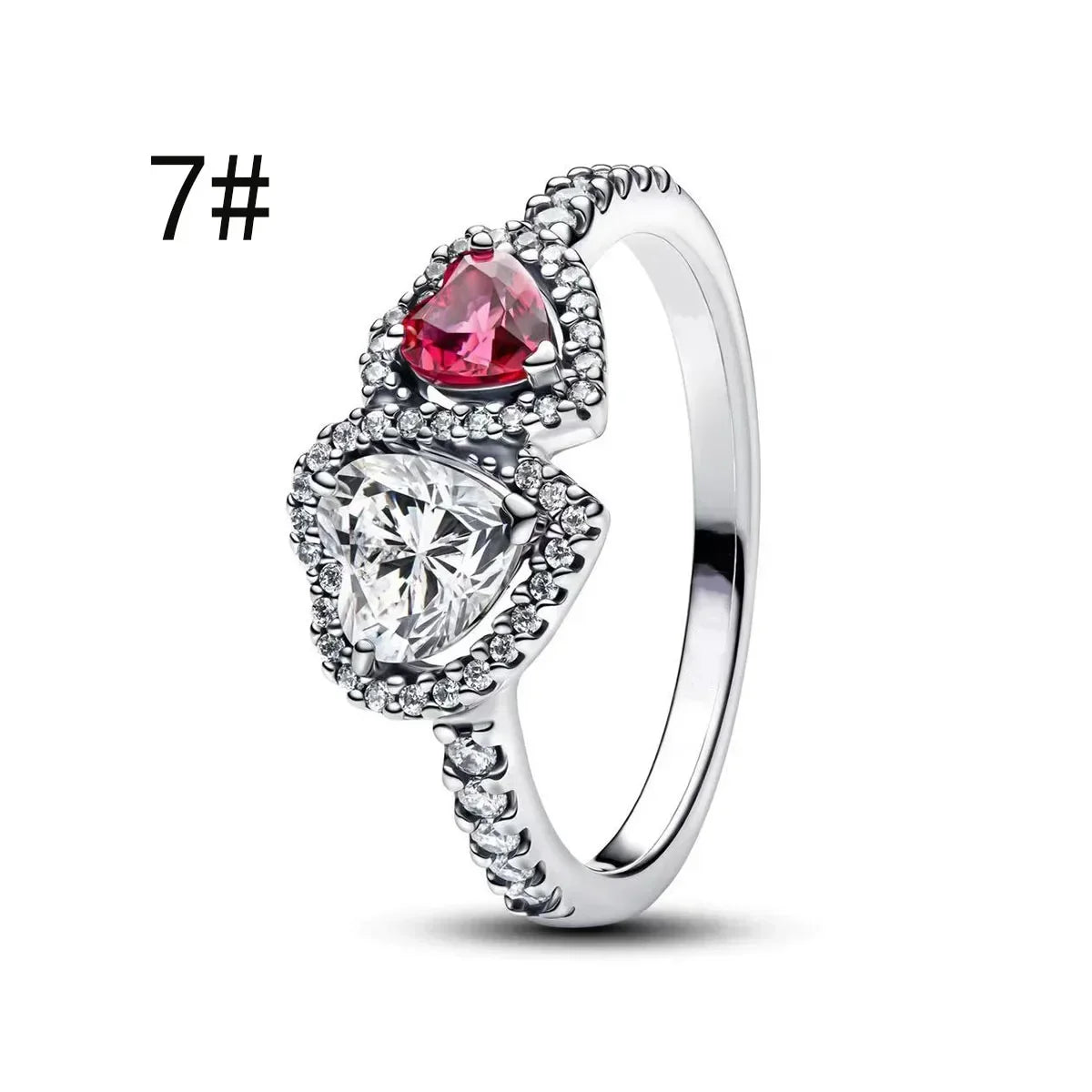 925 Sterling Silver Heart Jewelry Set With Colorful Zircon Sparkling Ring Earrings and Necklace for Women Gift