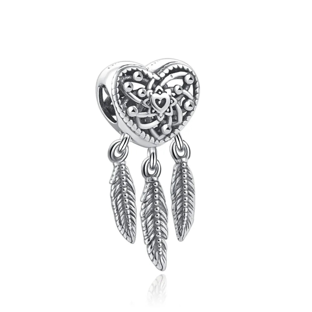 925 Silver Heart-Shaped Beads with Black Red Purple Blue Zircon for European Bracelets and DIY Jewelry