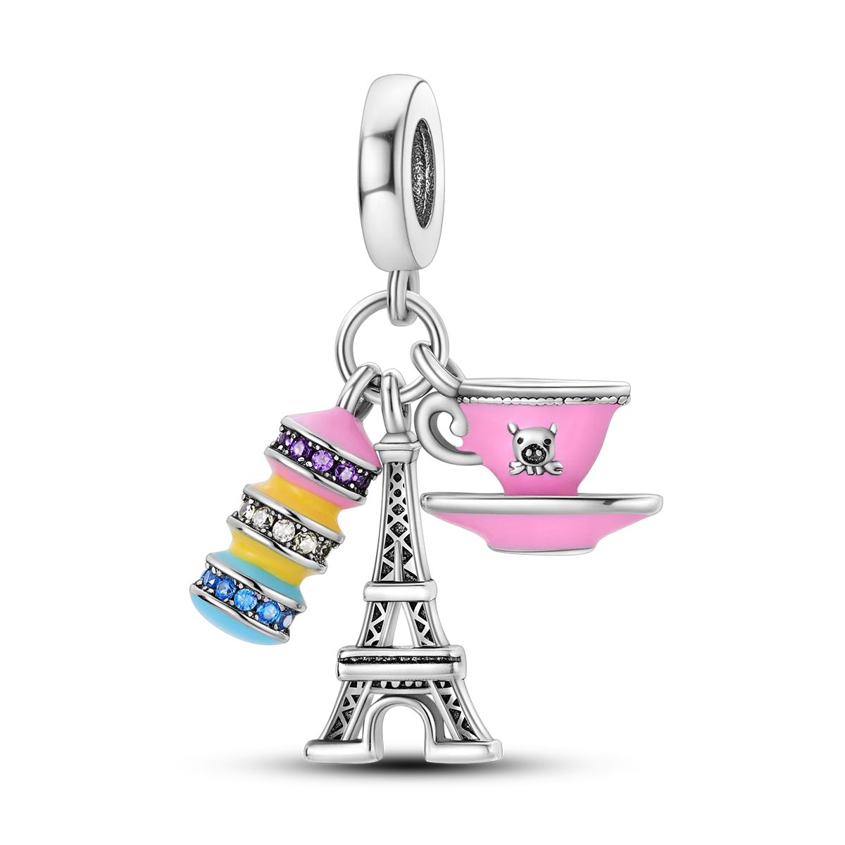 925 Silver Paris Plane Travel Charms for Bracelet Jewelry KTC638