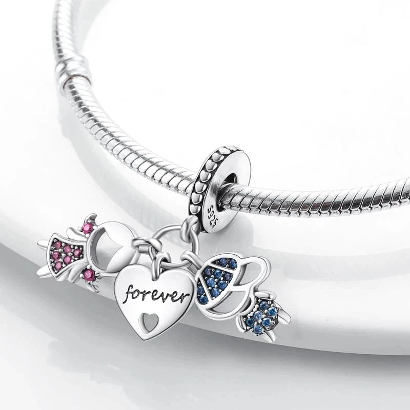 925 Sterling Silver Love Arrow Double Ring Charm for Wedding Anniversary Jewelry