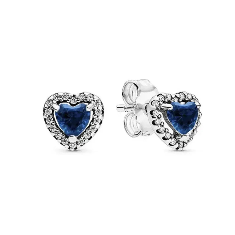 New 925 Silver Heart-Shaped Earrings with Purple Pink and Green Zircon for Exquisite Jewelry Gifts for Women