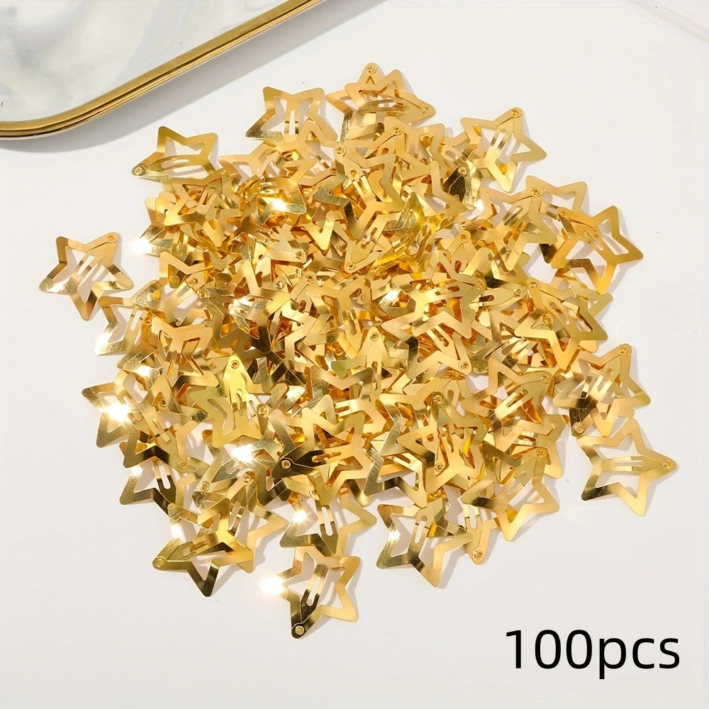 Starry Fashion Hair Clips Set for Girls - Elegant Filigree Metal Snap Barrettes