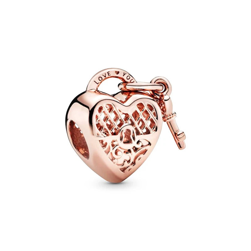 Sparkling Rose Gold Family Tree & Flower Charm Bead for European Silver Bracelet YY0315