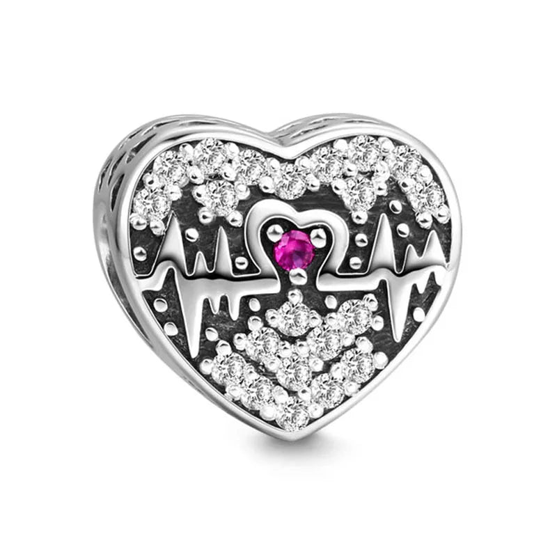 European Zircon Charm Beads 925 Silver Pendant Necklace for Women Gift P1367
