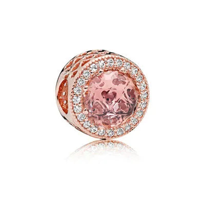 Rose Gold Padlock Heart Key Pendant Necklace for Women 925 Silver with Zircon Beads P086-R