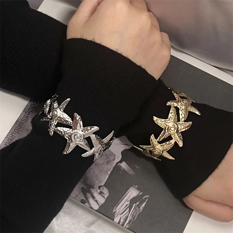 Vintage Metal Starfish Charm Bracelets for Women Beach Party Accessories